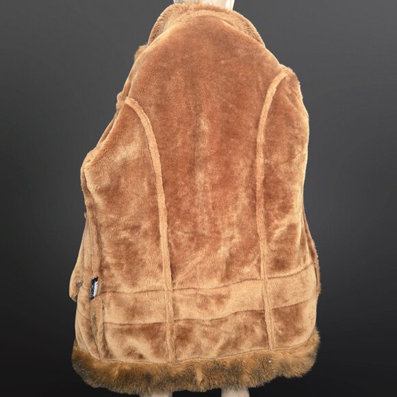Vintage 60s 70s Penny Lane Coat Size M Boho Brown Faux Suede Faux Fur Mid Length - Picture 14 of 16